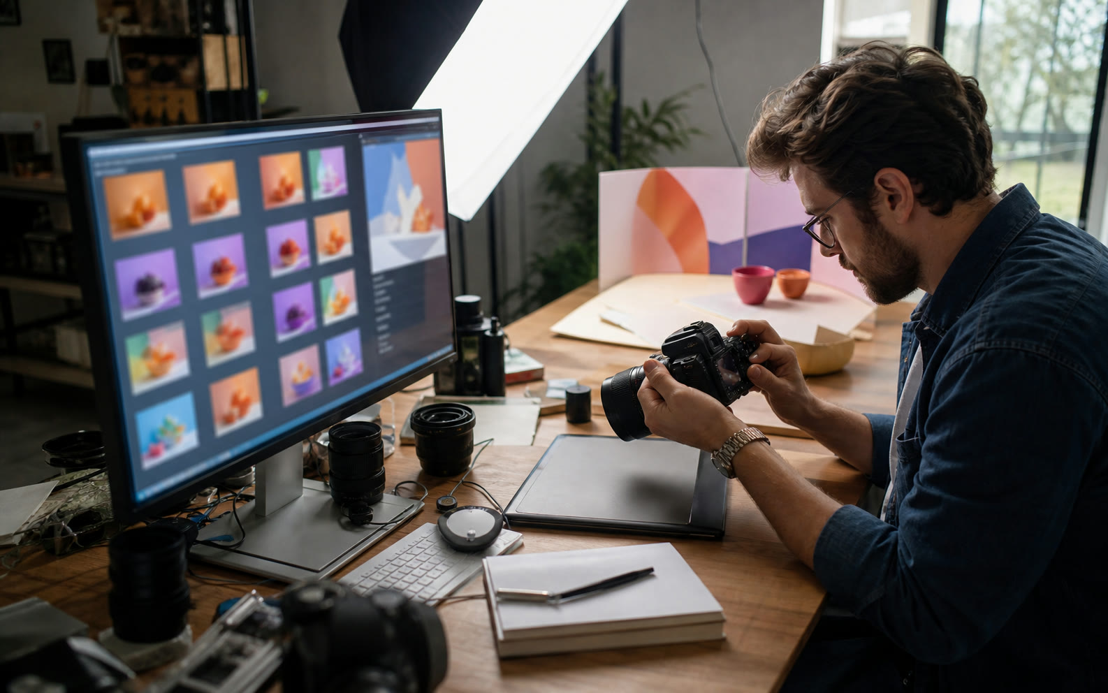 Content creator producing polished visuals