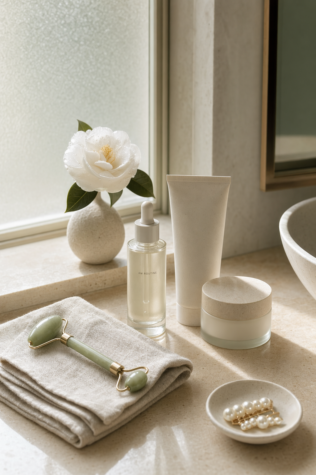 Quiet-luxury skincare routine template